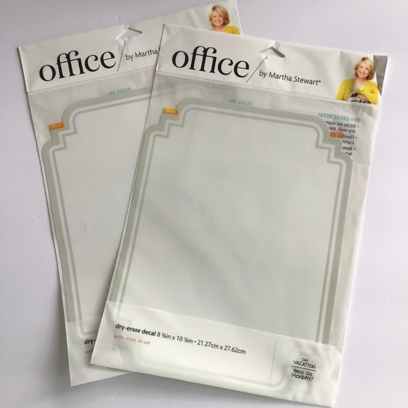 MARTHA STEWART OFFICE DRY ERASE DECALS NWT SET OF TWO - Picture 2 of 11